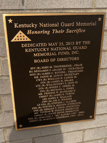 Kentucky National Guard Meorial Plaque