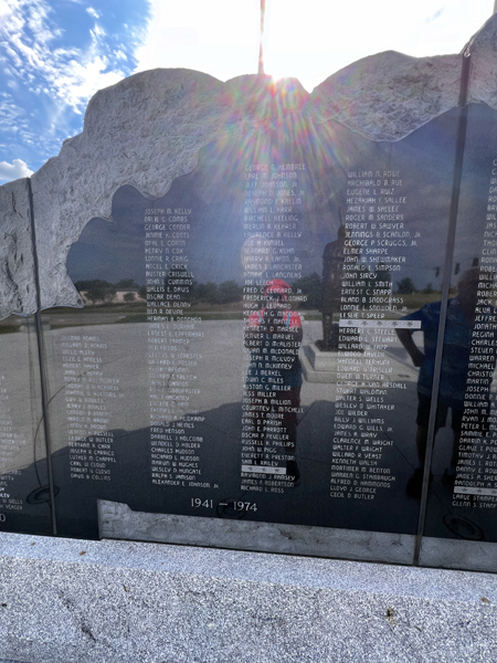 Memorial with the names of the fallen