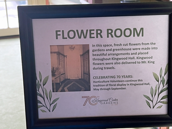 Below: The flower room