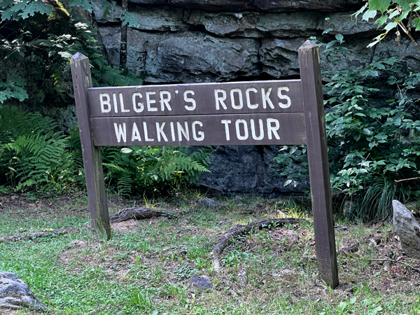 Bilger's rocks Walking tour entry sign