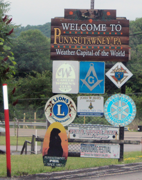 welcome to Punxsutawney, PA sign