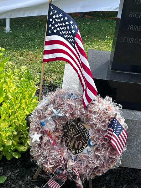 USA flag and wreath