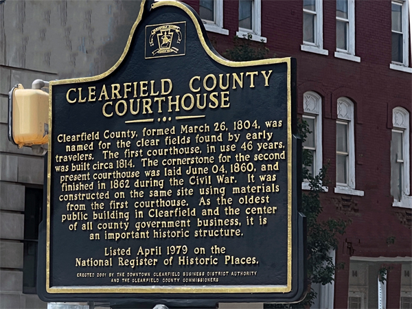 Clearfield CountyCourthouse sign