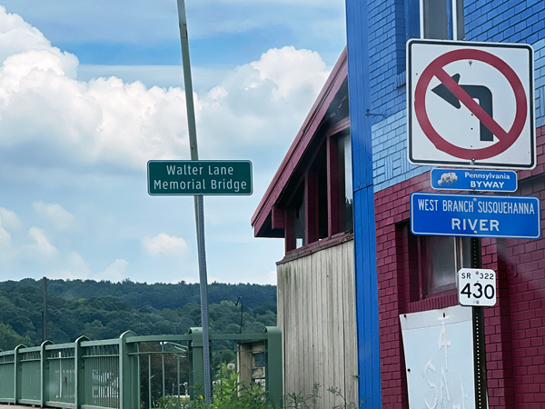 Walter Lane Memorial Bridge sign