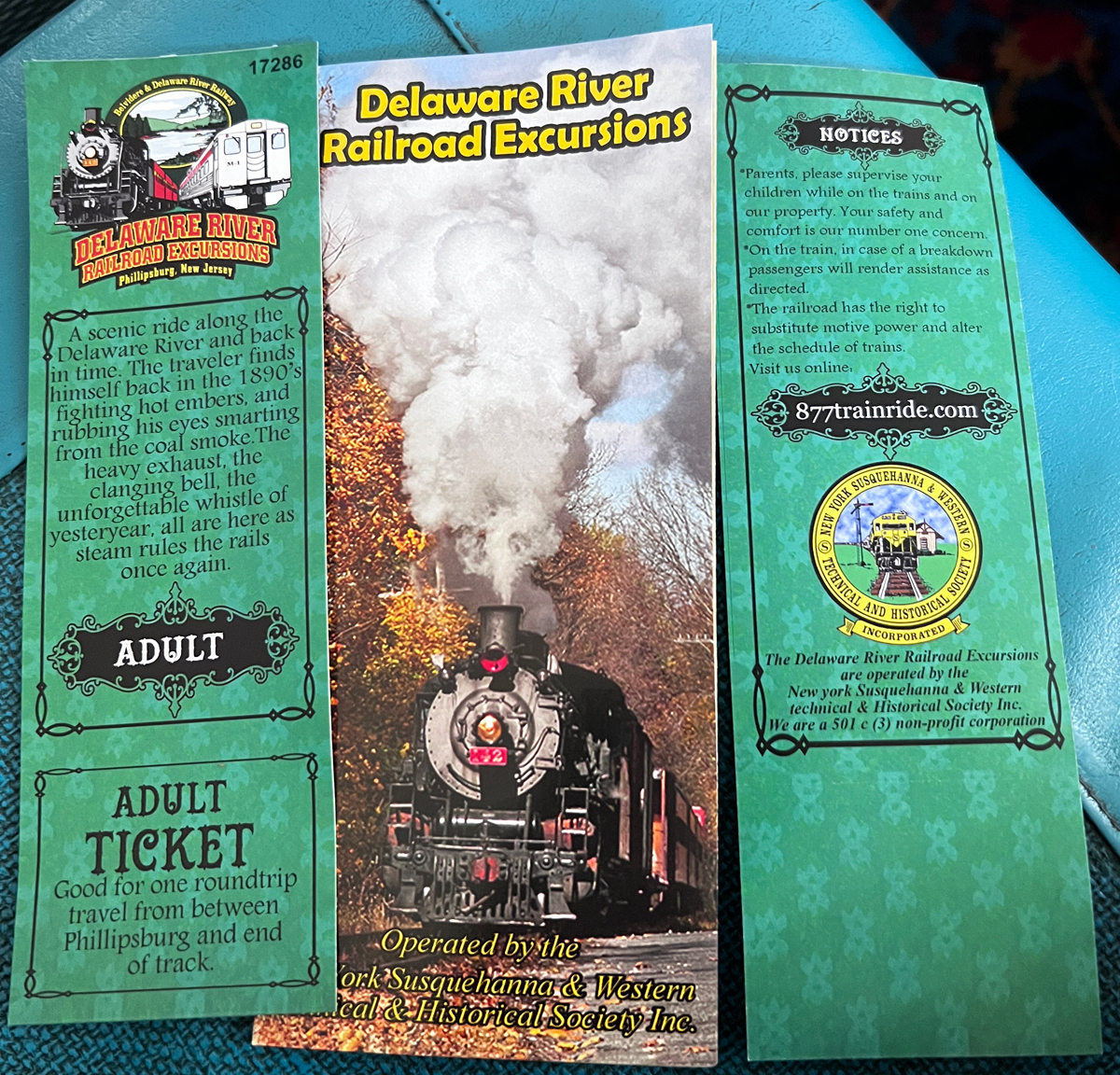 Delaware River Railroad Excursion brochure