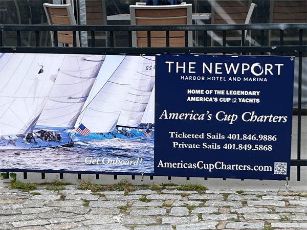 The Newport Harbor and Mrina sign