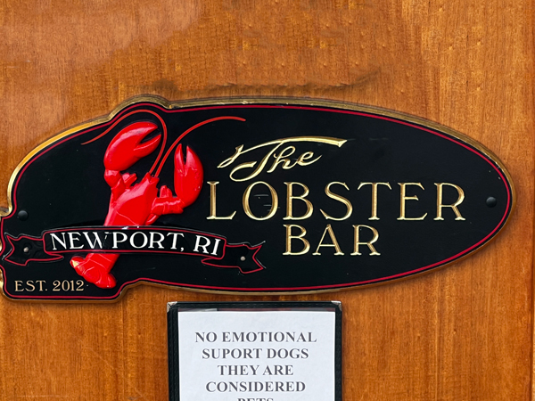 the Lobseter Bar sign in Newport RI