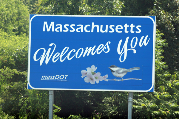 Massachusetts welcome sign