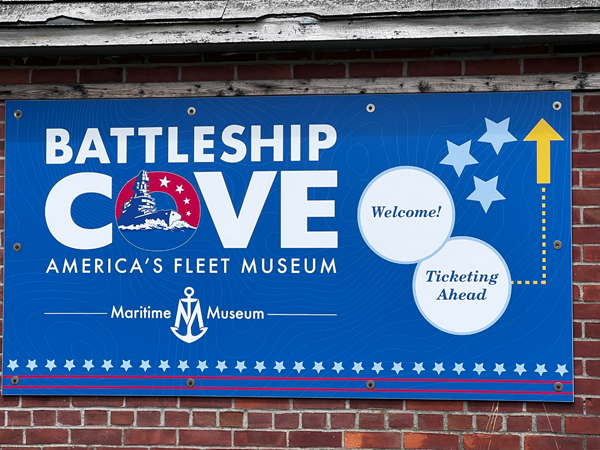 Battleship Cove sign