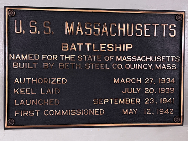 USS Massachusetts sign