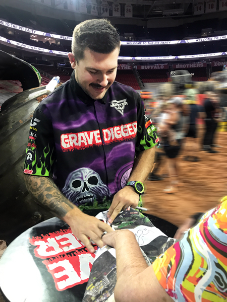 Grave Digger Monster Truck and driver, Tyler Menninga