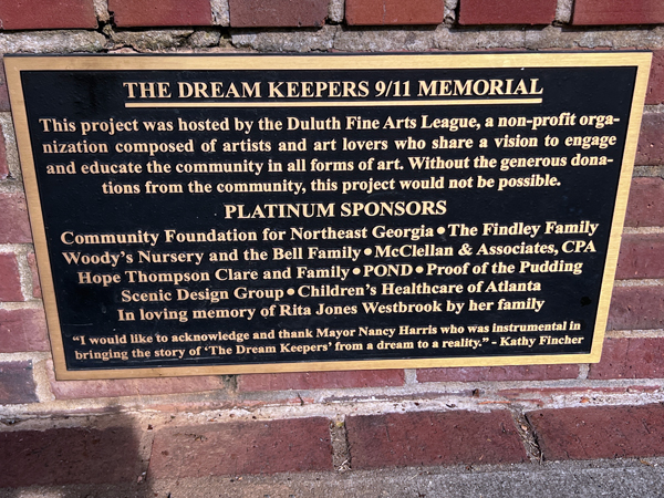 The Dream Keepers 9/11 Memorial sign