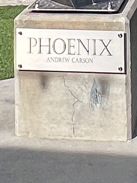 Phoneix sculpture label