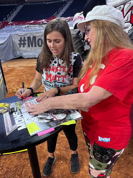 Loghan Ashline, driver of Monster Mutt Dalmatian and Karen Duquette