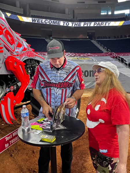 Tony Ochs, driver of ThunderROARus and Karen Duquette