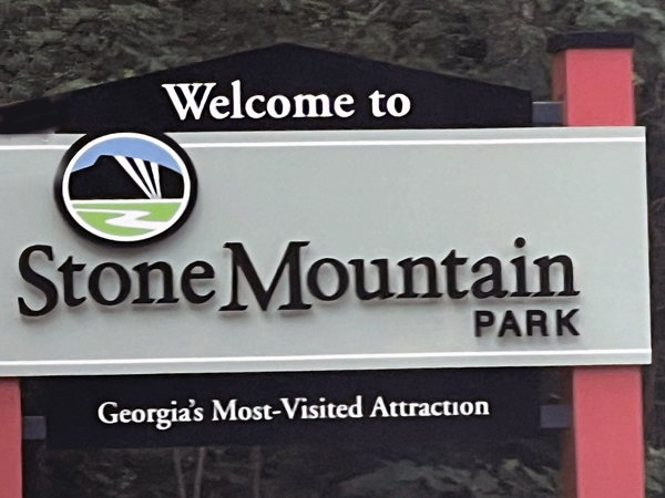 Welcome to Stone Mountain Park sign