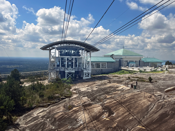 The Skytram approached the top of Stone Mountain