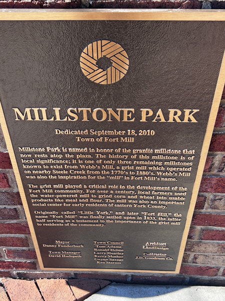 Millstone Park Fort Mill SC sign