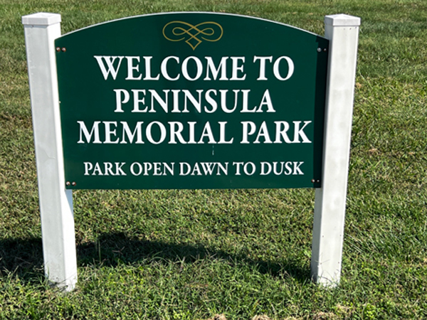 Peninsula Memorial Park sign