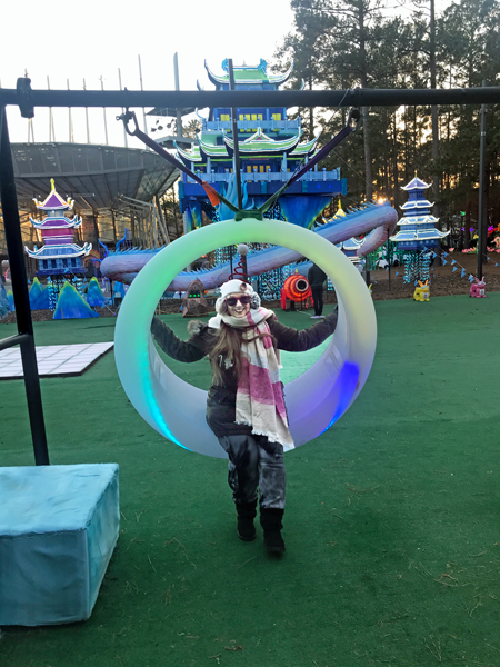 Karen Duquette on the swings in 202