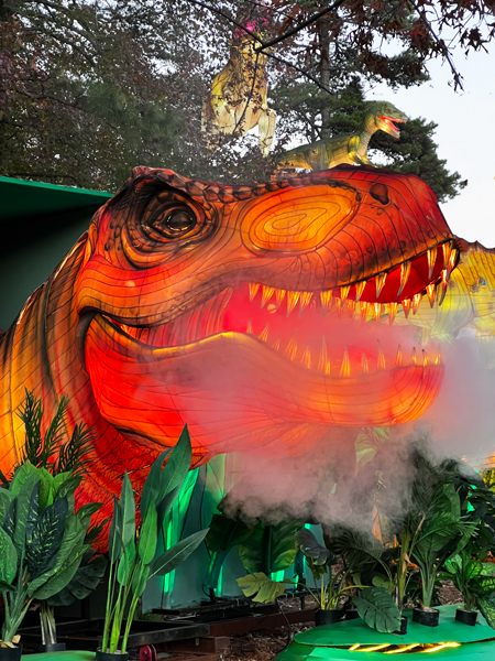 big T-Rex breathing fire smoke