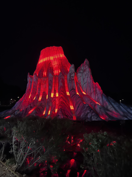 volcano at night