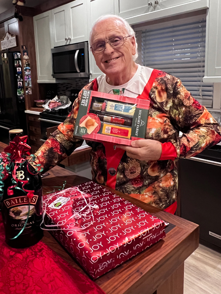 Lee Duquette with his Christmas gifts