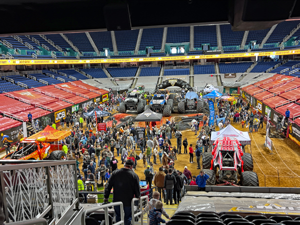 a crowd of people in the pits