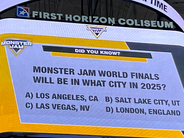 Monster Jam World Finals 2025 question