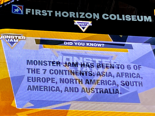 Monster Jam in 6 of 7 continents