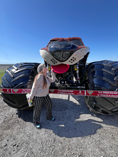 Karen Duquette kissed the Monster Mutt  tongue