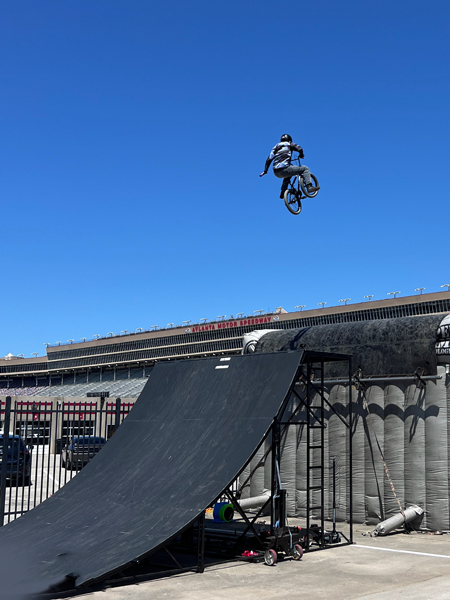 biker doing amazing stunts 