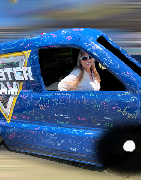 Karen Duquette in a crafty Monster Jam truck