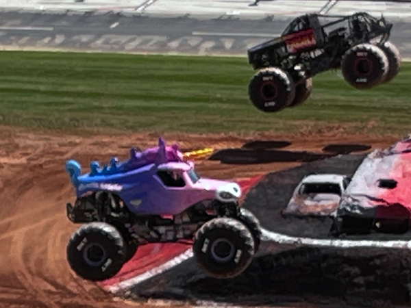 Excaliber and Sparkle Smash Monster trucks