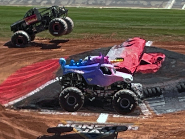 Excaliber and Sparkle Smash Monster trucks