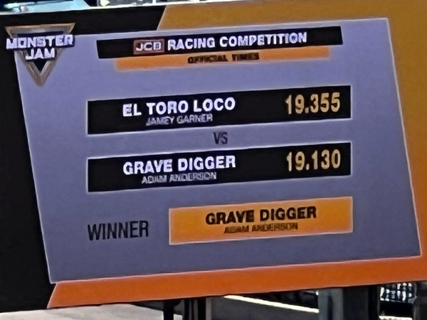 Grave Digger beat El Toro Loco