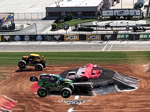 JCB Digatron  and Grave digger Monster Trucks