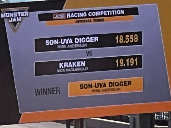 Son-uva Digger defeated Kracken Monster Truck