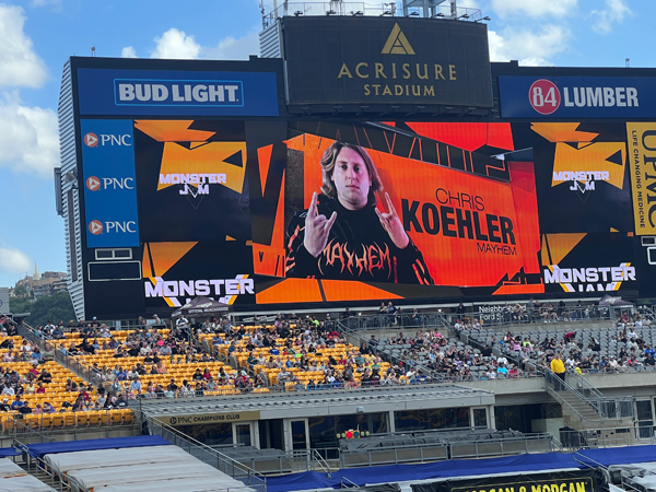 Chris Koehler, driver of Mayhem Monster Truck