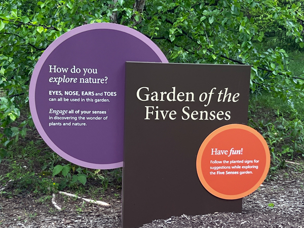 Garden of five senses sign