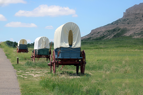 covered wagon area at Scotts Bluf