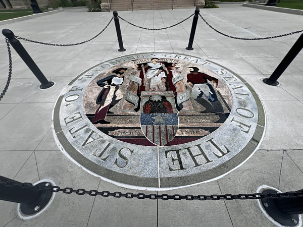 The Seal and floor of the WY State Capitol Building