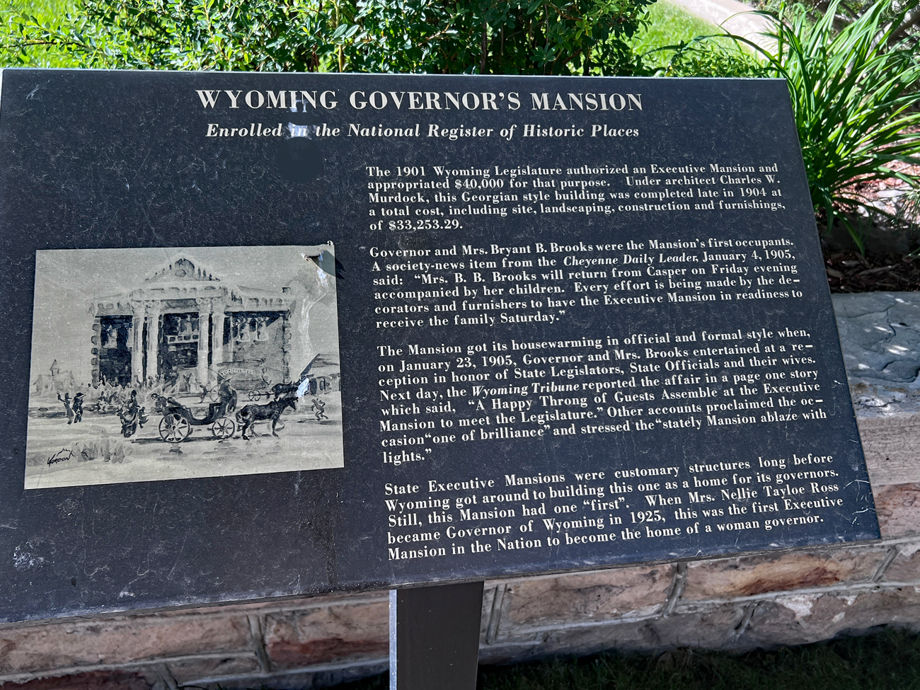 sign about Wyoming Governor's Mansion