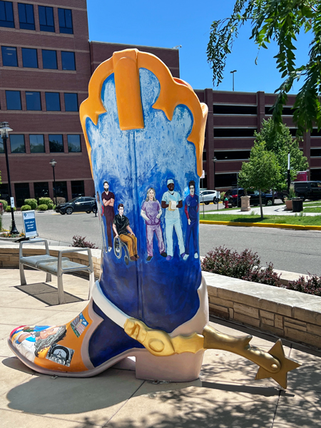cowboy boot outside Cheyenne Hospital