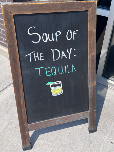 funny sign outside of the restauratn