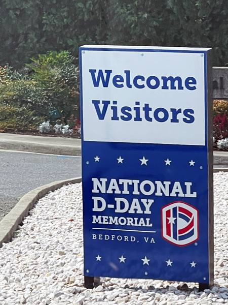 National D-Day Memorial sign in Bedford, VA