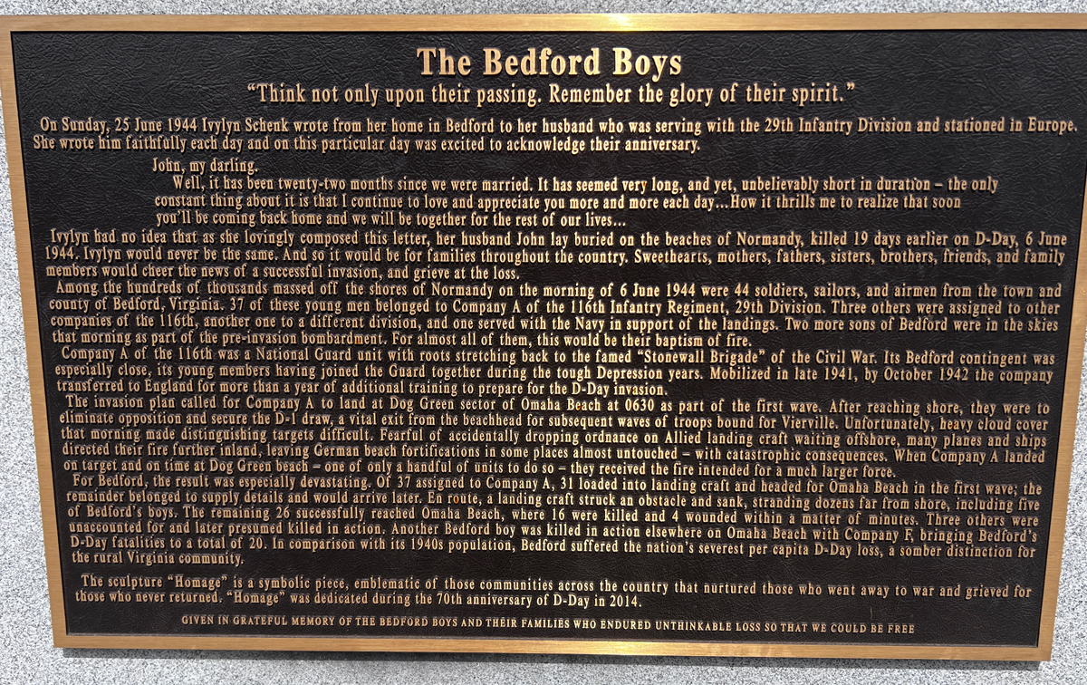 sign about the Bedford Boys