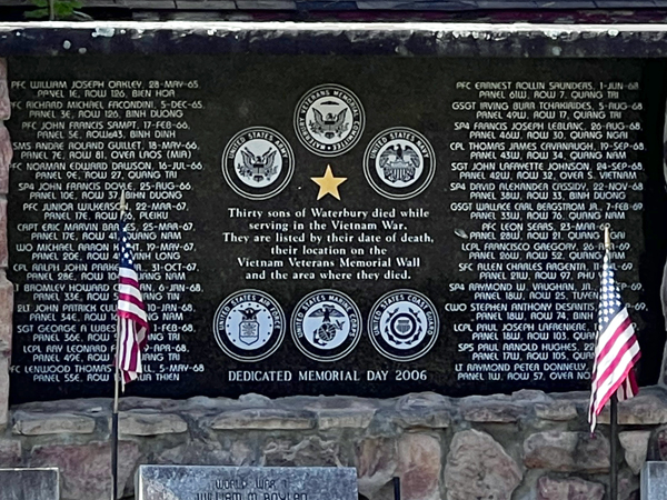 Waterbury Vietname War Memorial insciption