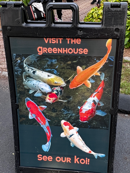 Koi and Greenhouse sign