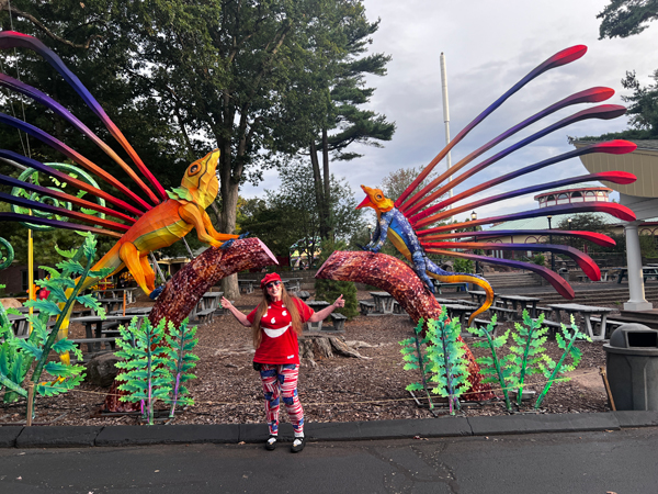 Karen Duquette and two Pterosaurs